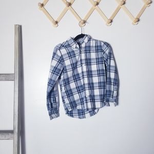 CHILDREN'S PLACE BUTTON DOWN BOYS SHIRT SIZE SMALL 5/6 BLUE/BLACK/WHITE